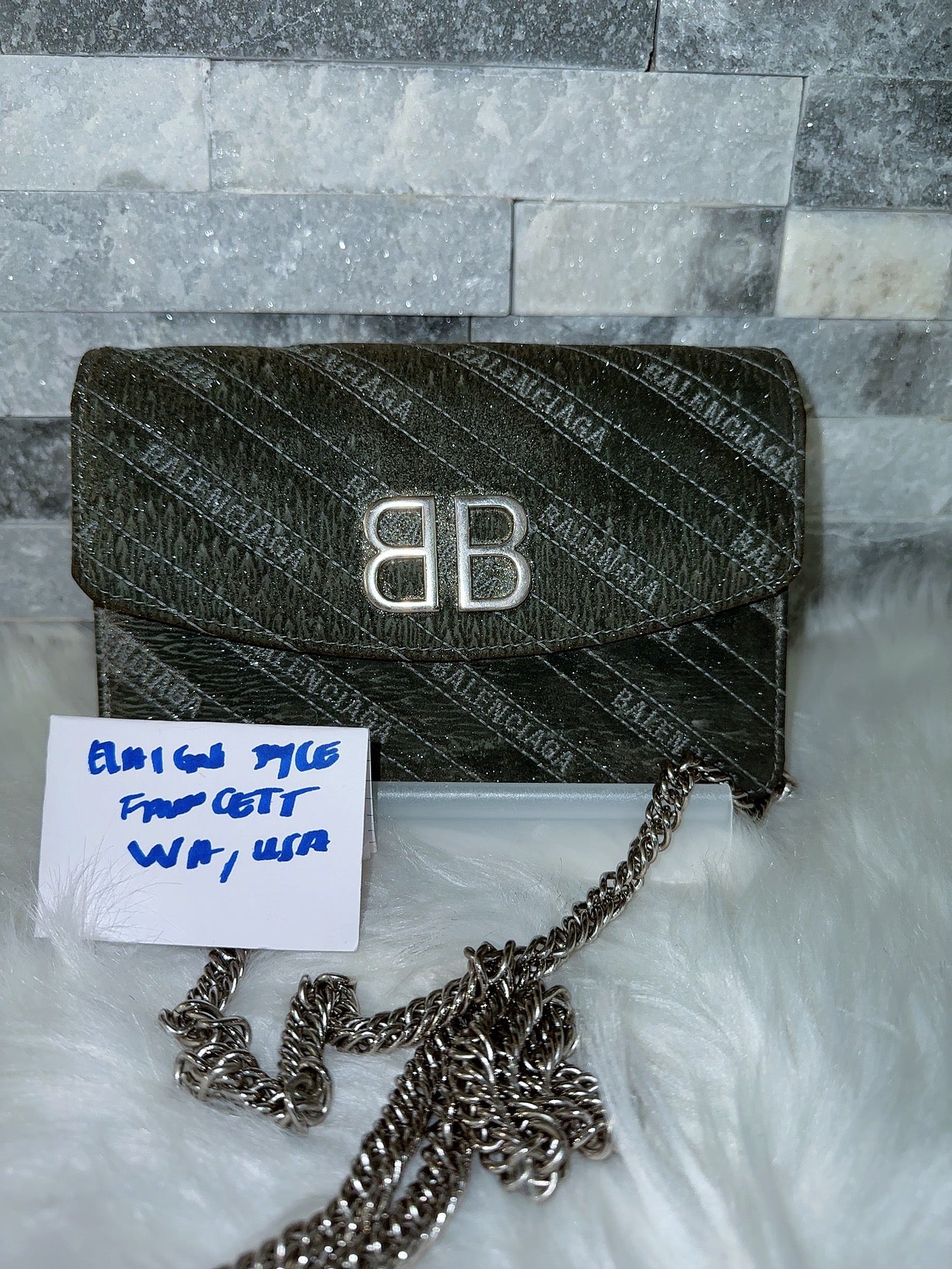 Glitter Logo Matelasse BB Wallet On image 0