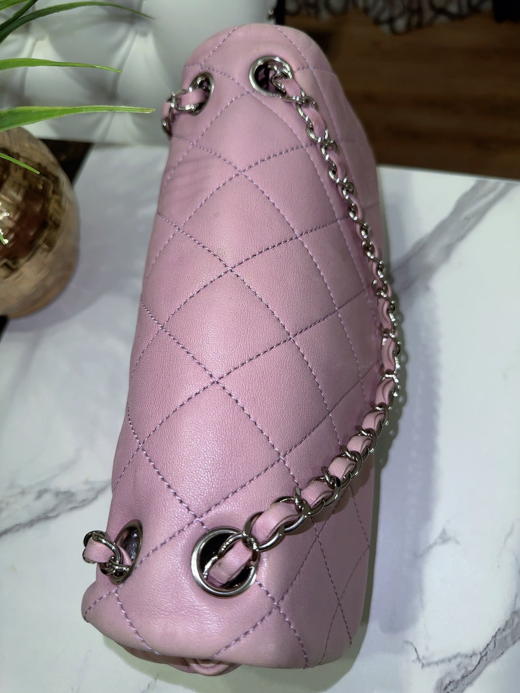 Bicolor Chain Flap Bag Quilted Lambskin Medium