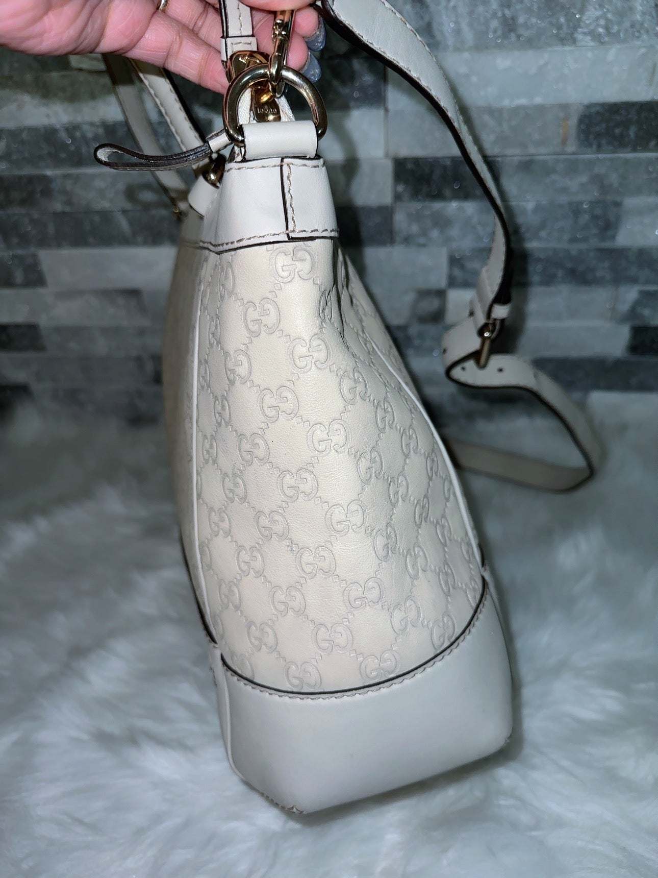 Guccissima Mayfair Top Handle Satchel Off White image 7