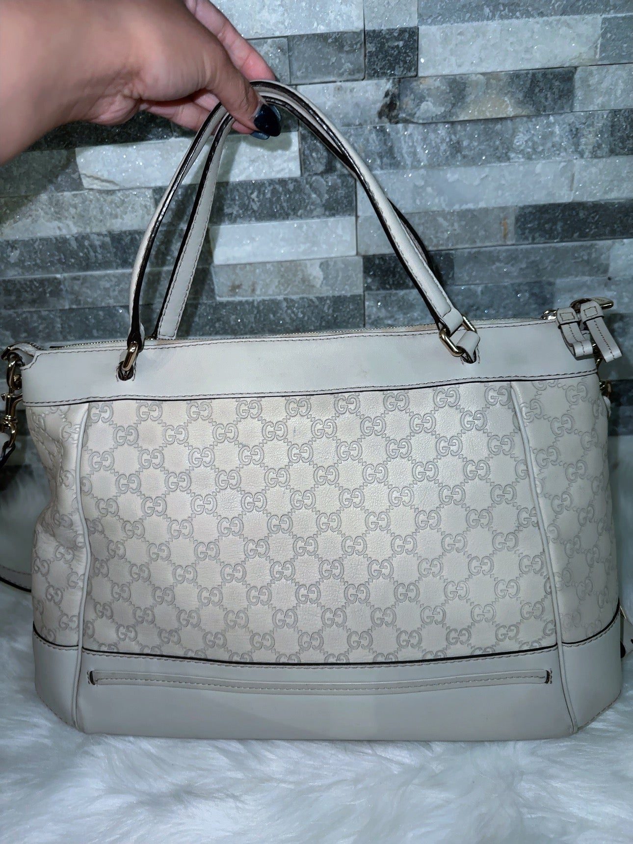 Guccissima Mayfair Top Handle Satchel Off White image 8