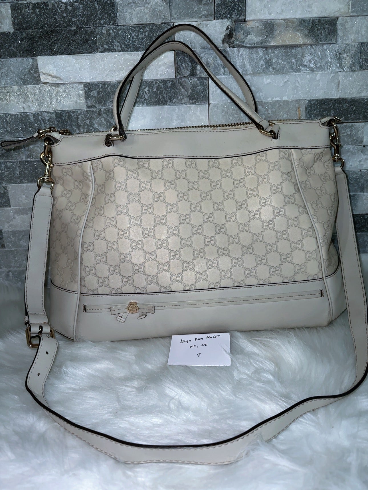 Guccissima Mayfair Top Handle Satchel Off White image 0